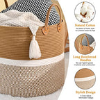 KAKAMAY Large Blanket Basket (18"x18"x16"),Woven Baby Laundry Hamper for Storage, Cotton Rope Blankets Baskets for Nursery, Laundry, Living Room, Pillows, Baby Toy chest with Handles (Brown) - color: Brown