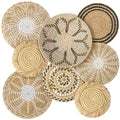Xuhal 8 Pcs Boho Wall Basket Decor Decorative Bulrush Woven Basket Wall Decor Rustic Farmhouse Hanging Baskets for Kitchen Rustic Home Summer Decorations - style: Groovy