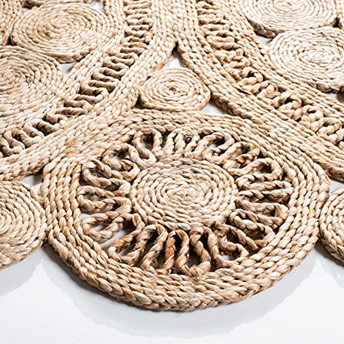 SAFAVIEH Natural Fiber Round Collection 5' Round Natural NF167A Handmade Boho Charm Farmhouse Jute Area Rug - size: 5' (Round)