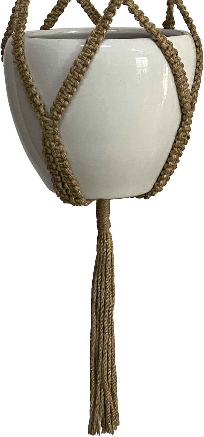 4 Legs Natural Hemp Rope Macrame Plant Hangers Hanging Planter Holders Haning Baskets, 48-inches for 10-12" Pot (Light Brown-Hemp)