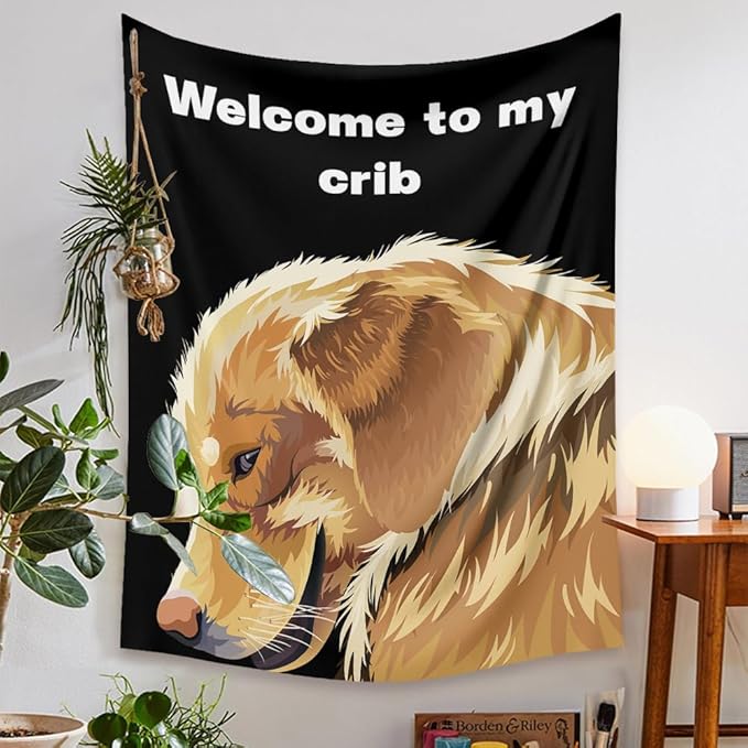 Jhdstore Funny Tapestries Welcome To My Crib Flag Funny Tapestry 3x4Ft Indoor Outdoor Wall Art Tapestry for Bedroom Teens Room Decoration Living Room Bedroom Decorations Cool Stuff for Your Room