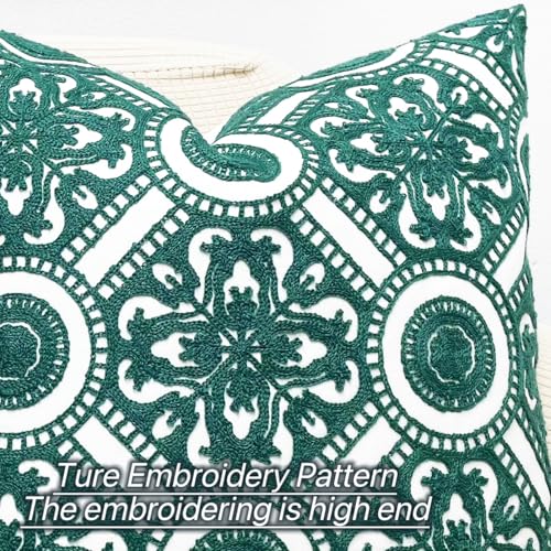Slow Cow Embroidery Decorative Throw Pillow Cover Cushion Cover for Couch Sofa Bedroom Flower Pattern Pillowcase Accent Pillow Cover 18 x 18 Inches - color: Dark Green Kaleidoscope, size: 18" x 18" (Pack of 1)