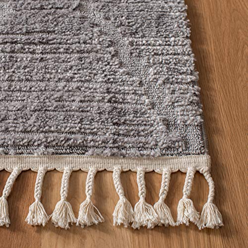 SAFAVIEH Marrakesh Collection Runner Rug - 2'2" x 6', Grey, Moroccan Trellis Design with Tassel Detail, Non-Shedding & Easy to Clean, Ideal for Hallway, Foyer, Entryway, Bedside (MRK517F) - color: Grey, size: 2'2" x 6' (Runner)