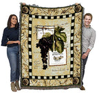 Pure Country Weavers Grapes and Labels IV Blanket - Garden Floral Gift Tapestry Throw Woven from Cotton - Made in the USA (72x54) - color: Grapes Labels IV