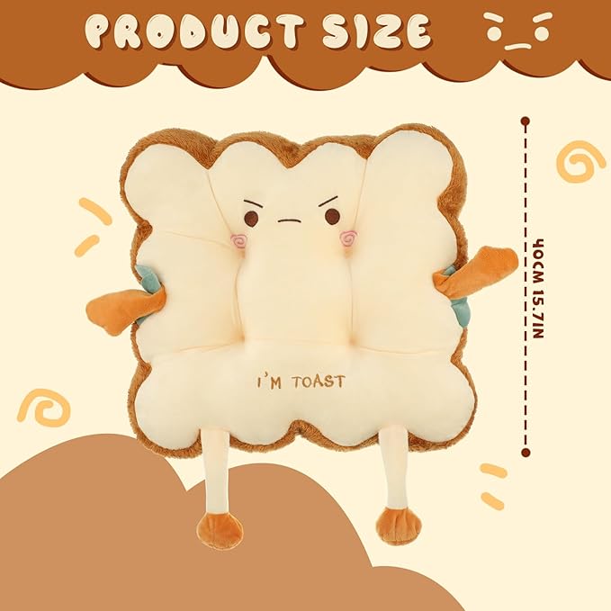 Kigley 2 Pcs Cute Chair Cushion Bread Pillow Toast Seat Cushion Bread Plush Pillow Cushions Memory Foam Kawaii Office Desk Chair Car Accessories Food Pillows Gift for Birthday Sofa Bedroom Home Decor