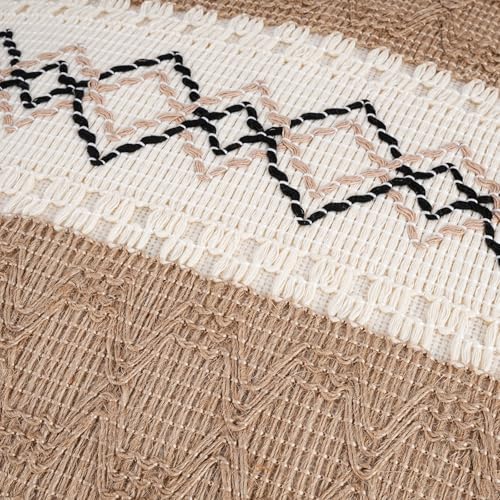 Pyonic Pack of 2 Boho Throw Pillow Covers 18x18 Inch Farmhouse Decorative Throw Pillows for Bed Sofa Living Room,Beige Modern Cushion Cover Couch Pillows Cover Home Decor - color: Beige