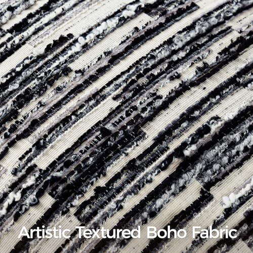 a moment Boho Throw Pillow Covers Set of 2,Striped Decorative Rustic Farmhouse Pillow Cases,Aesthetic Modern Home Decor Couch Cushion Covers for Bed Sofa Living Room 18"X18" Black - color: Black, size: 18" x 18" (Pack of 2)
