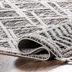 nuLOOM 4x6 Ansley Moroccan Tassel Area Rug, Grey, High-Low Textured Bohemian Design, Plush High Pile, Stain Resistant, For Bedroom, Living Room, Hallway, Entryway