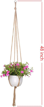 2 Pcs Macrame Plant Hanger Basket Liners with Country Style Natural Jute, Elegant for Home Garden, Patio and Office, Indoor & Outdoor Decoration, ONLY Hanger, NO Plant or Pot (48")