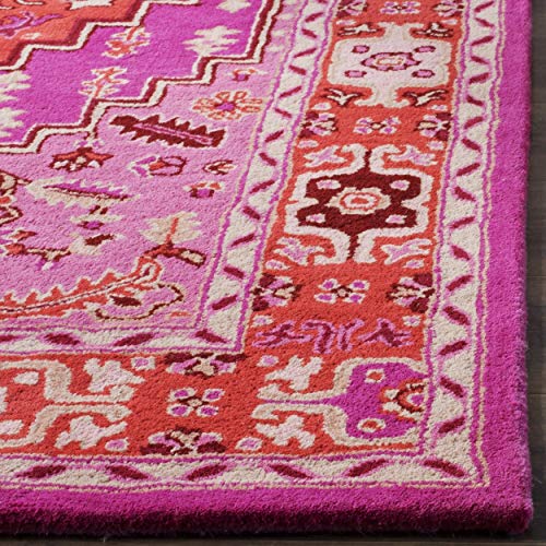 SAFAVIEH Bellagio Collection 2' x 3' Red / Pink BLG545B Handmade Medallion Premium Wool Accent Rug - color: Red/Pink, size: 2' x 3' (Rectangular)