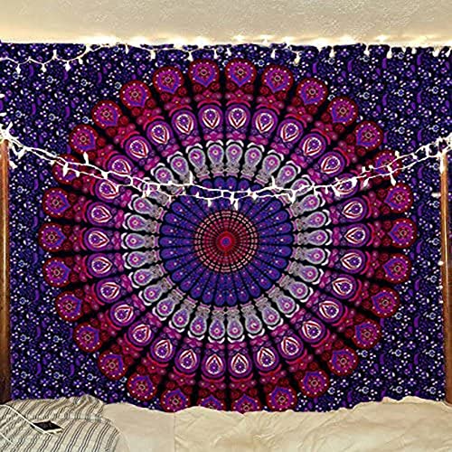 raajsee Indian Cotton Purple Tapestry Mandala Wall Hangings- Tapestry For Bedroom - Indie Wall Tapestry Hippie Room Decor - Boho Small Tapestrys Aesthetic Poster (30x40 Inches / 76x101 Cms) - color: Purple, size: 40"L x 30"W