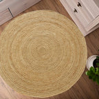 Handwoven 3FT Round Jute Area Rug Natural Reversible Rug for Bedroom Living Room Dining Room Office Kitchen and Entryway - size: 3' (Round)