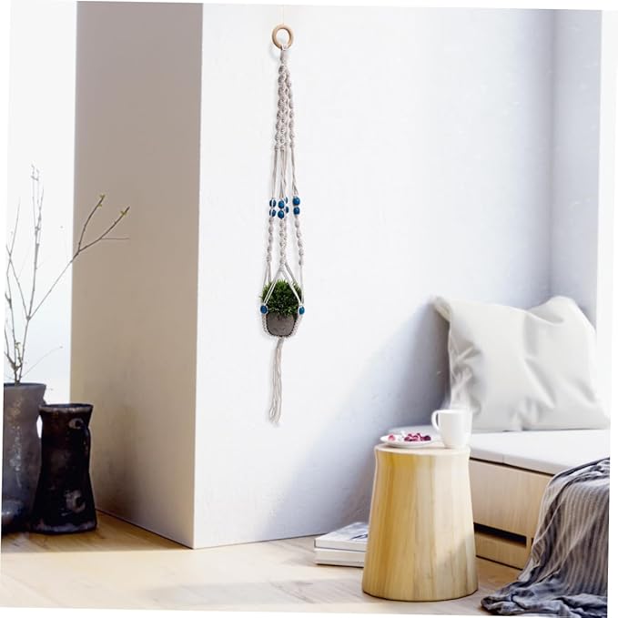 BESPORTBLE 1Pc Hand Woven Decorative Hanging Plant Basket Bohemian Rope Flower Holder for Home Decor for Balcony and Room Sturdy Durable Design