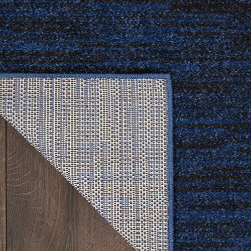 Nourison Home Nourison Essentials Midnight Blue 2'2" x 10' Area Rug - Easy Clean, Non Shedding, Bed Room, Living Room, Dining Room, Kitchen (10' Runner) - color: Midnight Blue, size: 2'2" x 10' (Runner)