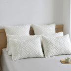 Body Pillow Shams 1 Pack, Body Size Pillowcases, Ivory, Soft Microfiber Geometric Boho Pillow Covers with Envelope Closure, 20x54 Inches (No Insert)