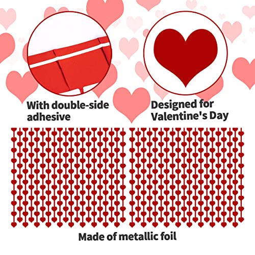 2 Pack 3.2ft x 6.6ft Valentine's Day Metallic Foil Fringe Curtain, Red Heart Shape Tinsel Curtains Streamers Photo Props Backdrop for Engagement Wedding Party Decorations - color: Red