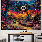 Dermijer Evil Eyes Tapestry Trippy Eye Tapestries Psychedelic Forest Tapestry Hippie Mystic Nature Landscape Tapestries Abstract Aesthetic Wall Hanging Decor for Bedroom Home 59.1L x 51.2W - size: 59.1"L x 51.2"W
