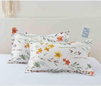 Nanko Floral Pillow Case Set (2 Pack), White Green Yellow Flower Leaf Spring Botanical Pattern Printed Farmhouse Soft Bedroom Decor Pillowcases/Pillow Shams - 20x30 inch Standard Queen Size