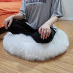 Asuprui Unstuffed Floor Pillow Meditation Cushion No Filler Large Floor Cushion for Sitting Fluffy Floor Seat Fuzzy Oversized Seat Pillow for Adult 24X24X6 Inches White Round Cover ONLY