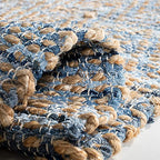 SAFAVIEH Cape Cod Collection Accent Rug - 4' x 6', Natural & Blue, Handmade Flat Weave Coastal Braided Jute, Ideal for High Traffic Areas in Entryway, Living Room, Bedroom (CAP350A)