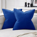 MIULEE Royal Blue Velvet Throw Pillow Covers 18x18 Soft Decorative Solid Square Cushion Cases Pack of 2 Modern Luxury Home Decor for Couch, Sofa, Bedroom