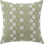 vctops Leaf Embroidery Decorative Throw Pillow Cover Boho Tufted Linen Cushion Cover for Couch Sofa Bed (Green Leaf,18"x18")
