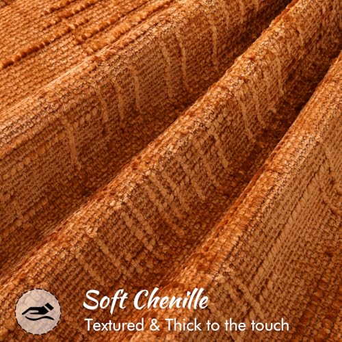 decorUhome Chenille Fall Throw Pillow Covers 12X20 Set of 2, Soft Textured Slubby Modern Decorative Pillow Covers with Elegant Design for Couch, Sofa, Living Room, Burnt Orange - color: Burnt Orange, size: 20" x 12" (Pack of 2)