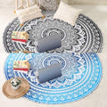 Popular Handicrafts Round Tapestry Wall Hanging Ombre Hippie Mandala Bohemian Hippy Intricate Indian Tapestries Tablecloth 68 Inches (173cm) Blue & Black Grey - color: Blue and Black Grey