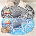 Popular Handicrafts Round Tapestry Wall Hanging Ombre Hippie Mandala Bohemian Hippy Intricate Indian Tapestries Tablecloth 68 Inches (173cm) Blue & Black Grey - color: Blue and Black Grey