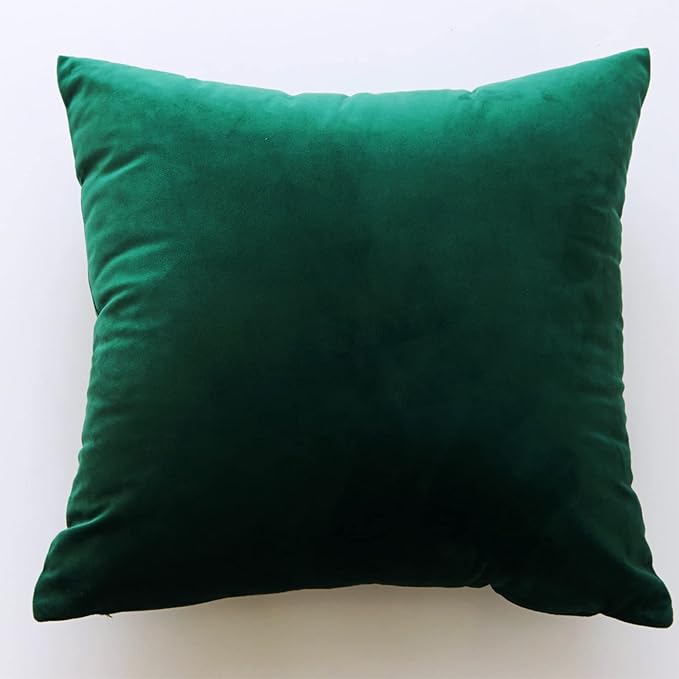 2 Pack Soft Velvet Couch Throw Pillow Covers 18x18 Inch for Sofa Living Room Bedroom (Emerald Green)