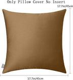 Thmyo 4-Pack 100% Cotton Comfortable Solid Decorative Throw Pillow Case Square Cushion Cover Pillowcase Sublimation Blank Pillow Covers DIY Throw Pillowcase for Sofa(18x18inch/45x45cm,Light Coffee)