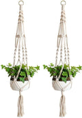 Macrame Plant Hanger Basket Liners Cotton Rope 4 Legs for Indoor Outdoor Decorations,Set of 2 (34 inch)