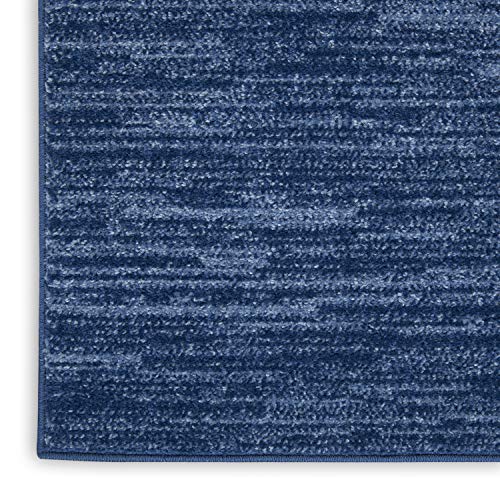 Nourison Home Nourison Essentials Navy Blue 2'2" x 7'6" Area Rug - Easy Clean, Non Shedding, Bed Room, Living Room, Dining Room, Kitchen (8' Runner) - color: Navy Blue, size: 2'2" x 7'6" (Runner)