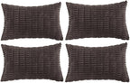 Fancy Homi 4 Packs Boho Dark Brown Decorative Throw Pillow Covers 16x24 Inch for Living Room Couch Bed Sofa, Rustic Modern Farmhouse Home Decor, Soft Plush Corduroy Cute Square Cushion Case 40x60 cm