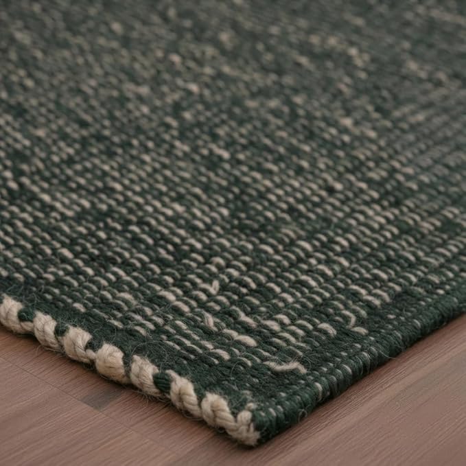 Green Jute & Cotton Braided Rug Runner 2' x 6' – Reversible Soft Hallway, Kitchen, Entryway Rug