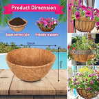 Riare 6 Pack 12 Inch Round Coco Liners Replacement, 100% Natural Coconut Coir Liners for Hanging Baskets, Garden Flower Vegetables Planter Pot, Window Box, Fence, Decks - size: 12inch