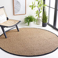 Safavieh Area Rug 3' Round - Natural Fiber Collection - Natural & Black, Seagrass, Basketweave Pattern with Border (NF114C) - color: Natural/Black, size: 3' (Round)