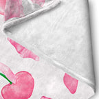 Pink Cherry Bow Throw Blanket Back to School Decorations Soft Dorm Room Essentials Gifts for Students Girls Boys Lightweight Coquette Bow Cherry Aesthetic Blanket for Couch Sofa Bed 50"x60"
