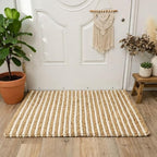 FRELISH DECOR Wool and Jute Premium Handwoven Chunky Stripes Rug - Contemporary Doormat for Bedroom Entryway Kitchen (2' x 3' - Natural Ivory)
