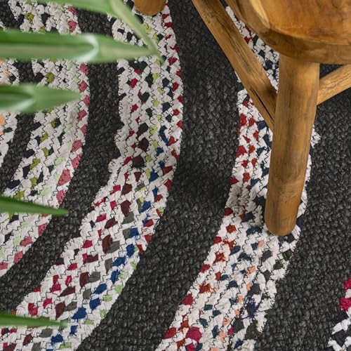 JONATHAN Y Abyss Braided Jute White/Multi 5' Round Indoor Area Rug, Bohemian, Classic, Coastal, Easy-Cleaning for Living Room, Bedroom, Kitchen, Pet Friendly, Non-Shedding (RNF117B-5R) - color: White, size: 5' (Round)