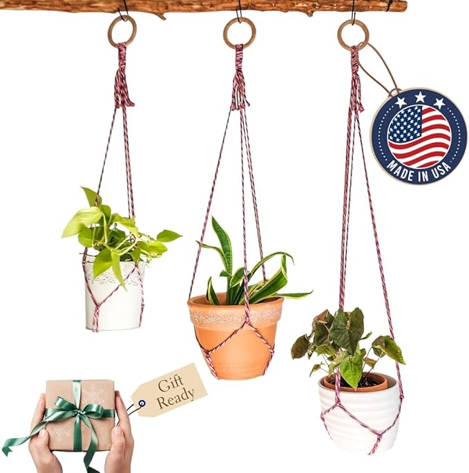 Set of 3 Macrame plant hanger for pots 4-10” live plants indoor and outdoor decor hanging plant holder Boho décor Plant stand Indoor plant shelf for Hanging planter for plant pots (Enchanted Garden)
