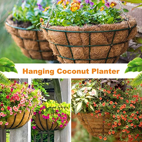Riare 4 Pack 12 Inch Round Coco Liners Replacement, 100% Natural Coconut Coir Liners for Hanging Baskets, Garden Flower Vegetables Planter Pot, Window Box, Fence, Decks - size: 12inch