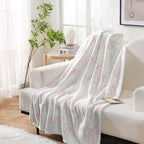 Pink Bows Blankets Preppy Coquette Room Decor Electric Blanket Pink Girls Bedroom Decor Bow Throw Blanket Coquette Girly Blanket Gifts for Women Teens Soft Flannel Lightweight 30"x40"