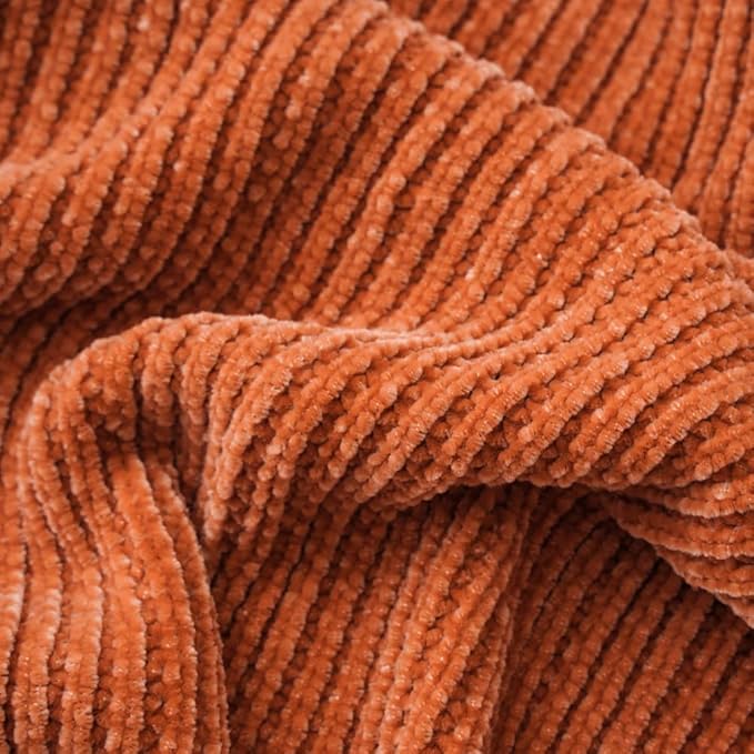 BATTILO HOME Rust Orange Throw Blanket for Couch, Soft Chenille Knit Throws with Tassels for Home Decor, Spring Caramel Throws for Couch Cover, 50"x60"