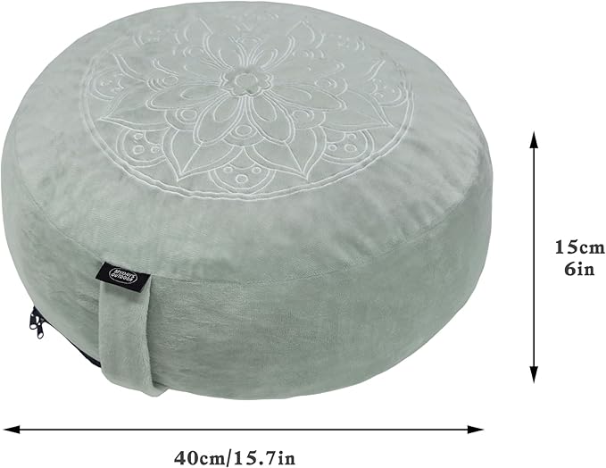 Meditation Cushion,Comfortable Floor Pillow, Memory Foam Fill in Meditation Pillow with Velvet Cover,Floor Cushion Seating for Adults,Premium Yoga Bolster (Grey)