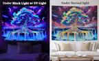 Obsecolors Blacklight Tree of Life Tapestry UV Reactive Waterfall Tapestry Galaxy Space Aesthetic Tree Wall Tapestries Colorful Starry Sky Tapestries Wall Hanging for Bedroom