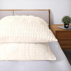 YINFUNG Ivory Euro Sham Covers Boho Shabby Chic Tufted Cream Off White 26x26 Set of 2 Euro Pillow Covers Poms Diamonds Moroccan Embroidery Farmhouse Large Pillow Cover