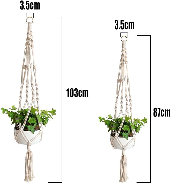 Macrame Plant Hanger Basket Liners Cotton Rope 4 Legs for Indoor Outdoor Decorations,Set of 2 (34 inch)