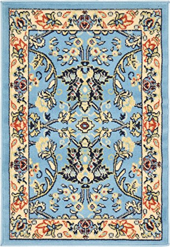 Unique Loom Sialk Hill Collection Area Rug - Washington (2' 2" x 3' 1" Rectangle, Light Blue/ Navy Blue) - color: Light Blue/Navy Blue, size: 2'2" x 3'1" (Rectangular)