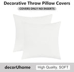 decorUhome Chenille White Spring Throw Pillow Covers 18x18 Inch Set of 2, Decorative Soft Couch Pillow Covers Solid Dyed Accent Farmhouse Neutral Square Pillow Cases for Sofa